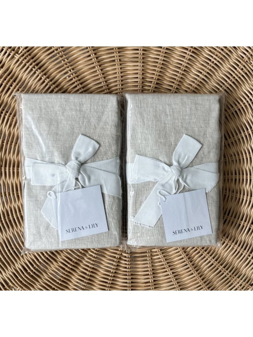 NEW Serena & Lily Cavallo Linen Euro Pillow Shams (Set of 2)-Flax Beige